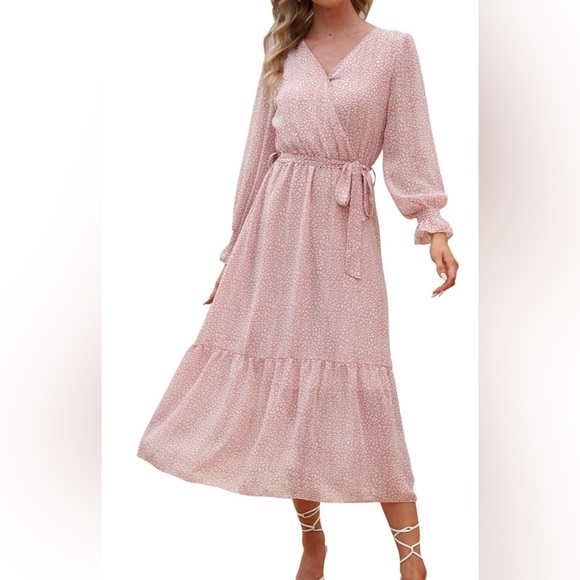 IWEMEK women drees fall floral print wrap Maxi dress Large size long sleeve. - Picture 1 of 15